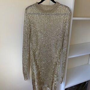 Chic Metallic Long Sleeve Dress